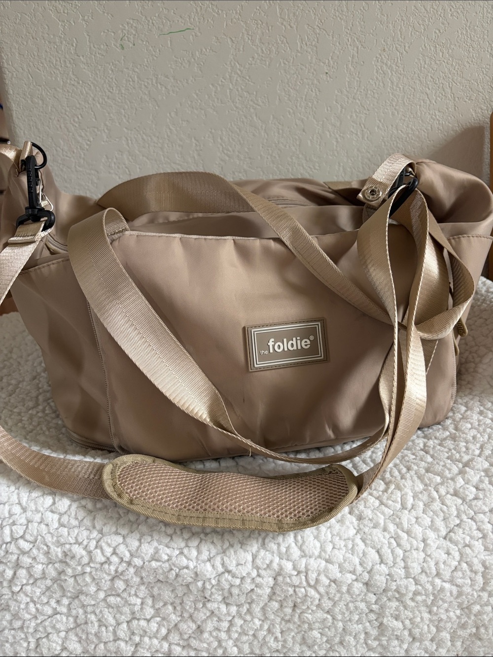 Foldie Beige Travel Duffel Bag